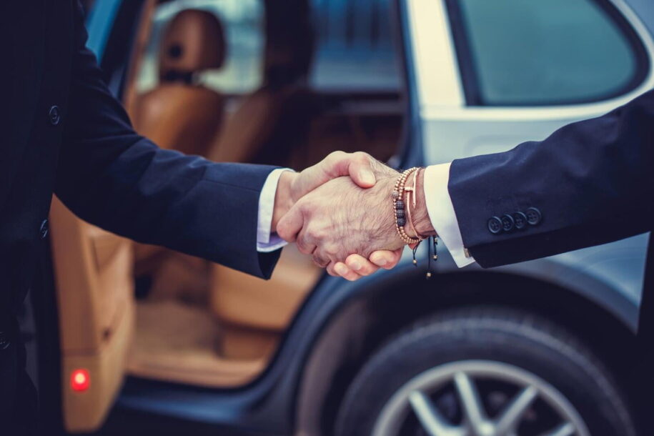 two men handshake limo service stamford ct